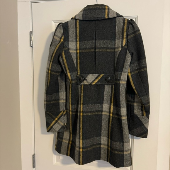 Plaid pea coat, - Picture 2 of 4